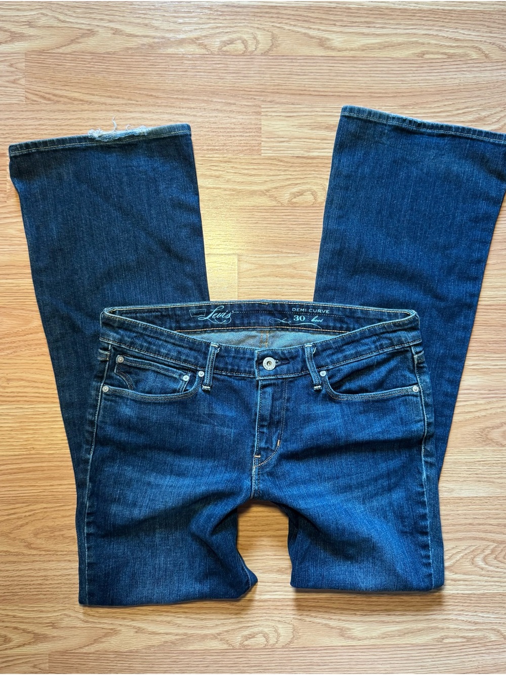 Dark Blue Mid Rise Bootcut Jeans